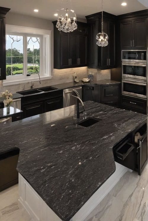 countertop dapur hitam granit