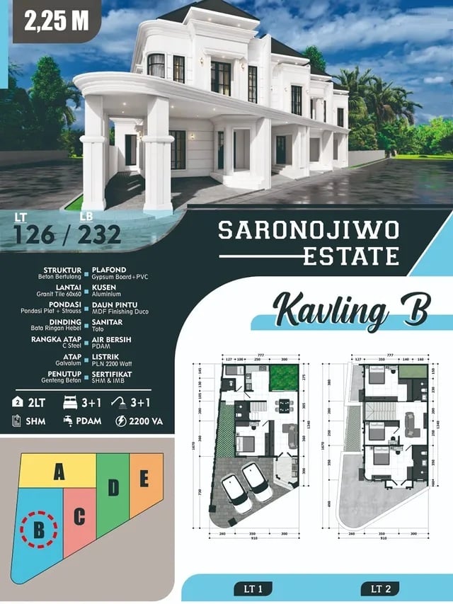 Tipe B Rumah Hook modern Sarono Jiwo Surabaya