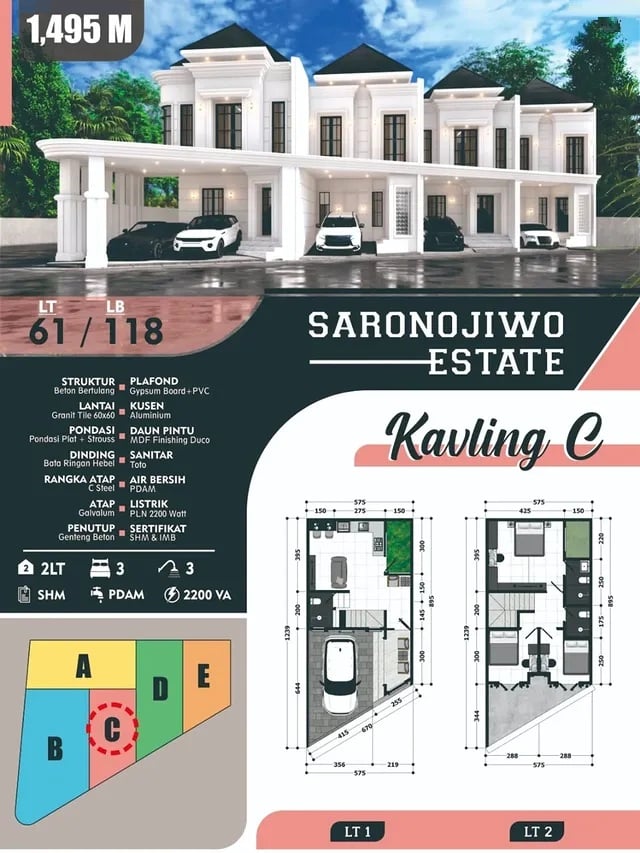Tipe C Rumah modern Sarono Jiwo Surabaya 1,4 M