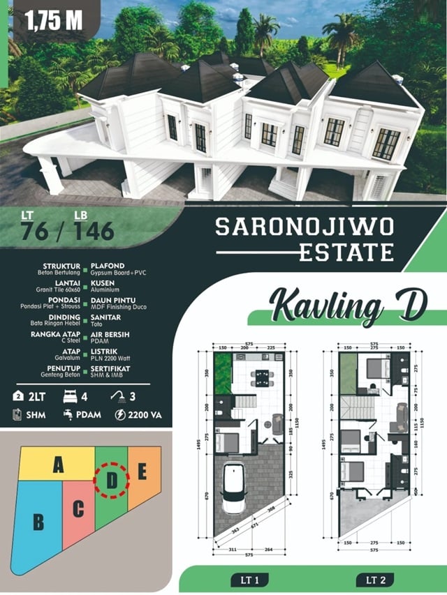 Tipe D Rumah modern Sarono Jiwo Surabaya 1,7 M