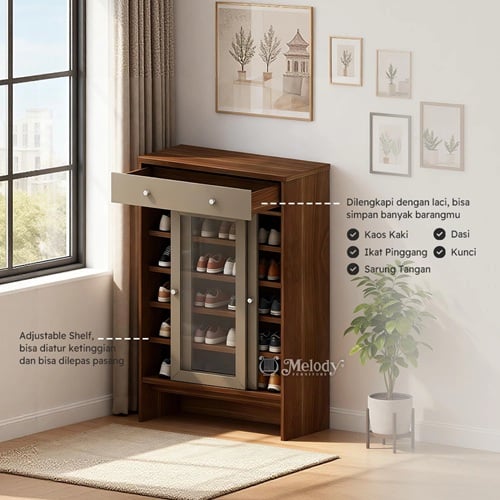 melody furniture ron1 sepatu rak kayu