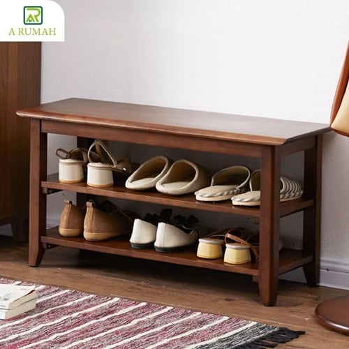 a rumah rak sepatu kayu mahoni solid