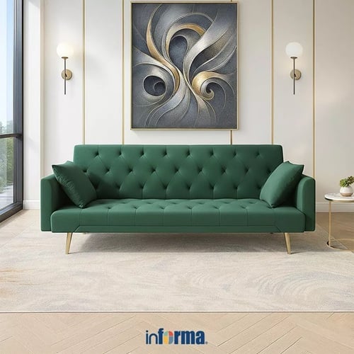 Informa Raya Sofa Bed Fabric Velvet - Hijau